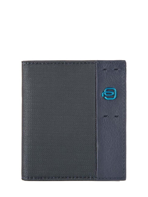 PIQUADRO P16 Kartenetui aus Leder und Stoff Blau - Brieftaschen Herren