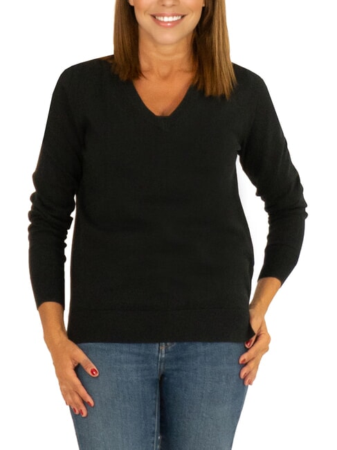 SUN68 SOLID Baumwollpullover Schwarz - Damenpullover
