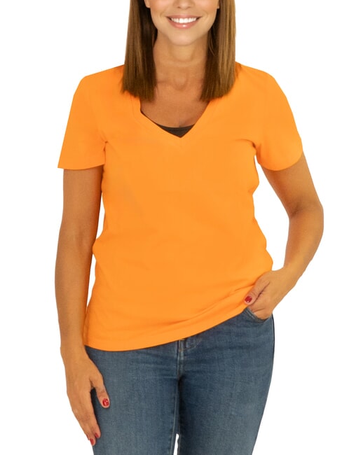 SUN68 BOXY T-Shirt mit V-Ausschnitt orange - T-Shirts und Tops für Damen