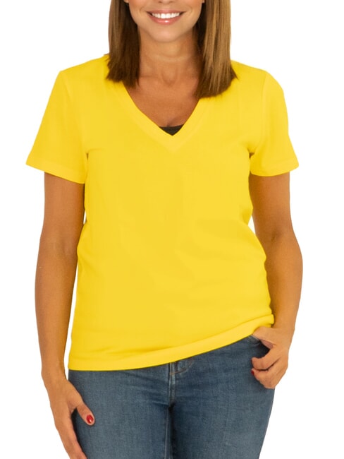 SUN68 BOXY T-Shirt mit V-Ausschnitt Gelb - T-Shirts und Tops für Damen