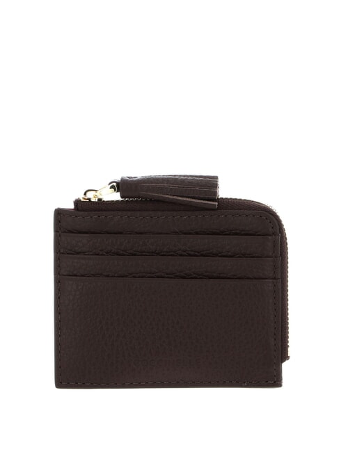 COCCINELLE TASSEL Kartenetui mit Reißverschluss aus gehämmertem Leder Brünette - Brieftaschen Damen