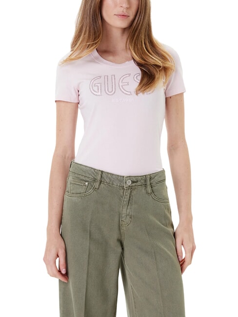 GUESS SS LOGO Kurzarm-T-Shirt Zurückhaltendes Rosa - T-Shirts und Tops für Damen