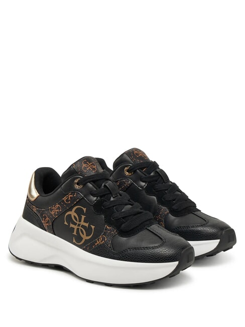 GUESS LUCKEI Turnschuhe SCHWARZ BRAUN - Damenschuhe