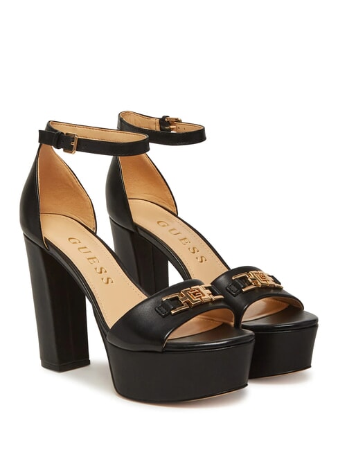 GUESS SETTLE Hohe Ledersandalen SCHWARZ - Damenschuhe