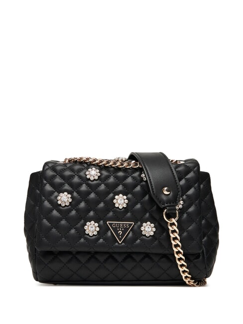 GUESS EVERLEE Stepptasche mit Applikationen SCHWARZ - Damentaschen