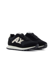 ARMANI EXCHANGE DROP MICROSUEDE Sneaker mit seitlichem Logo schwarz/blassgold - Damenschuhe - 1