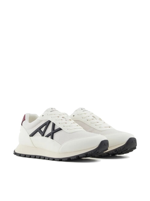 ARMANI EXCHANGE DROP MICROSUEDE Sneaker mit kontrastierendem Logo Off-White + Dunkelblau + Granatrot - Herrenschuhe