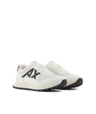 ARMANI EXCHANGE DROP MICROSUEDE Sneaker mit kontrastierendem Logo Off-White + Dunkelblau + Granatrot - Herrenschuhe - 1