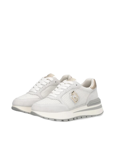 LIUJO AMAZING 25 Sneakers aus Wildleder und Mesh gebrochenes Weiß/Hellgold - Damenschuhe