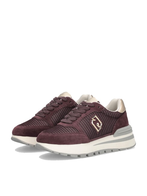 LIUJO AMAZING 25 Sneakers aus Wildleder und Mesh karminrot/hellgold - Damenschuhe