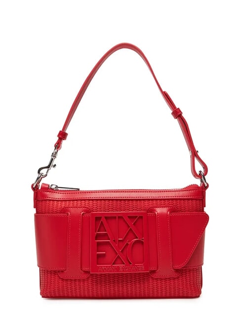 ARMANI EXCHANGE SUSIE STRAW Umhängetasche mit Logo Rot - Damentaschen