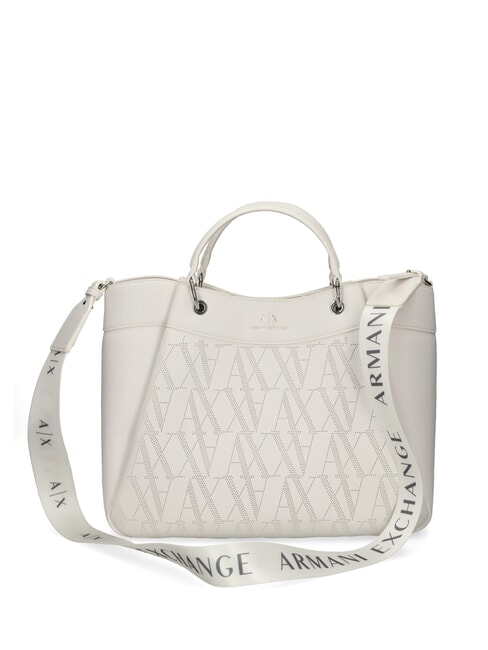 ARMANI EXCHANGE WAVE Große perforierte Handtasche strahlend weiß - Damentaschen