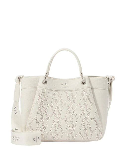 ARMANI EXCHANGE WAVE Mittelgroße perforierte Tasche mit Schultergurt strahlend weiß - Damentaschen