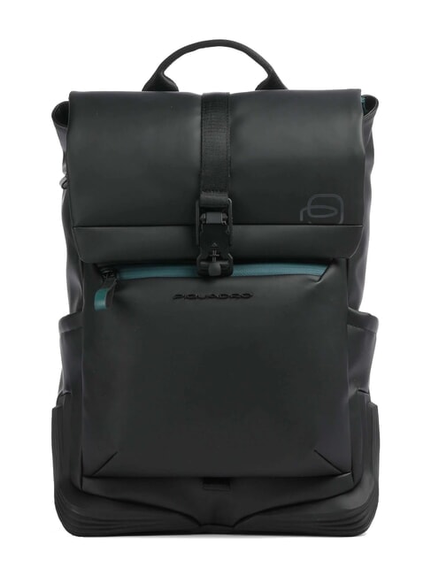 PIQUADRO CORNER SPECIALE GOMMATO Rolltop-Laptop-Rucksack Schwarz - PC-Rucksäcke