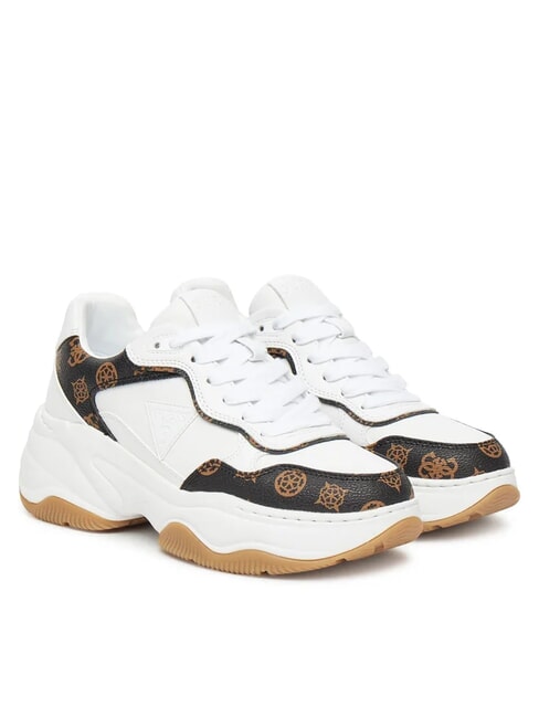 GUESS HAPYY3 Sneaker mit Pfingstrosen-Logoeinsätzen Weiss-braun - Damenschuhe