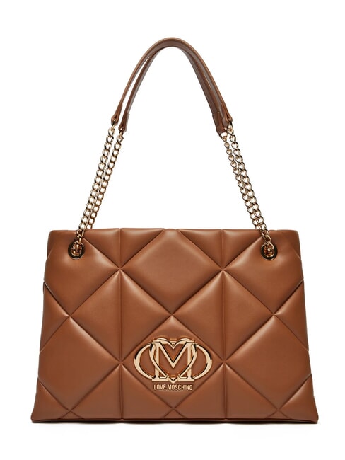 LOVE MOSCHINO GEOMETRIC Umhängetasche mit Kettengriffen Kamel - Damentaschen