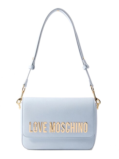 LOVE MOSCHINO LAMINATED BOLD LOVE Umhängetasche mit Überschlag Hellblau - Damentaschen
