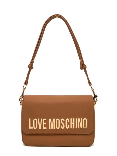 LOVE MOSCHINO LAMINATED BOLD LOVE Umhängetasche mit Überschlag Kamel - Damentaschen