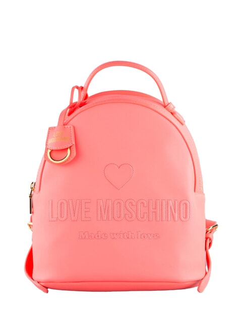 LOVE MOSCHINO LOVE EMBOSSED Rucksack mit gesticktem Logo Koralle - Damentaschen