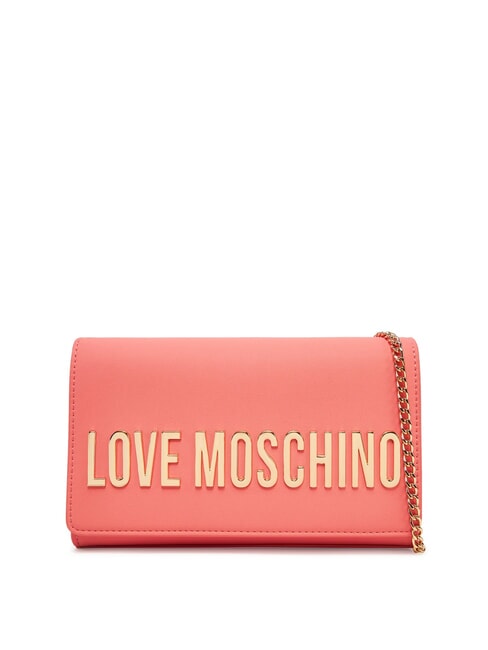 LOVE MOSCHINO BOLD LOGO Tasche mit Klappe und Kettenschultergurt Koralle - Damentaschen