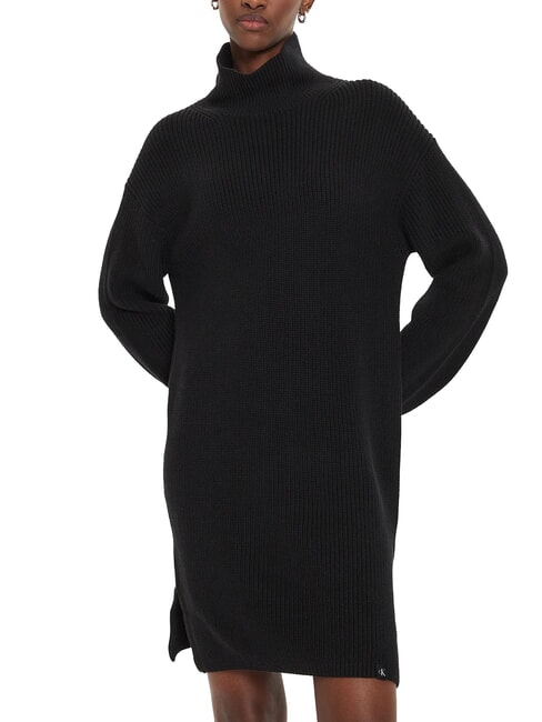 CALVIN KLEIN CK JEANS Übergroßes kurzes Rollkragenkleid ck schwarz - Damenkleider