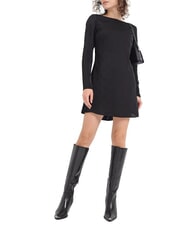 CALVIN KLEIN CK JEANS Kurzes Kleid mit langen Ärmeln und Allover-Logo Ton in Ton schwarz geblümtes AOP - Damenkleider - 1