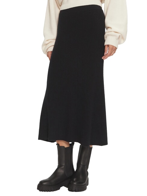 CALVIN KLEIN CK Gerippter ausgestellter Midirock ck schwarz - Damenröcke