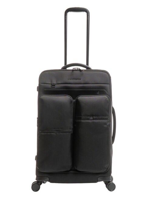 PIQUADRO X19 Mittlerer Trolley mit Taschen Schwarz - Halbharte Trolleys