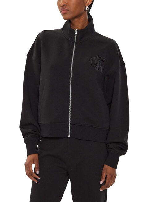 CALVIN KLEIN CK JEANS Rollkragen-Sweatshirt mit durchgehendem Reißverschluss ck schwarz - Sweatshirts Damen