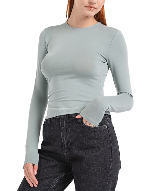 CALVIN KLEIN CK JEANS Langärmliges T-Shirt mit Rundhalsausschnitt schiefergrau - T-Shirts und Tops für Damen