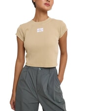 CALVIN KLEIN CK JEANS Kurz&auml;rmliges Cropped-T-Shirt blasses Khaki - T-Shirts und Tops f&uuml;r Damen - 1