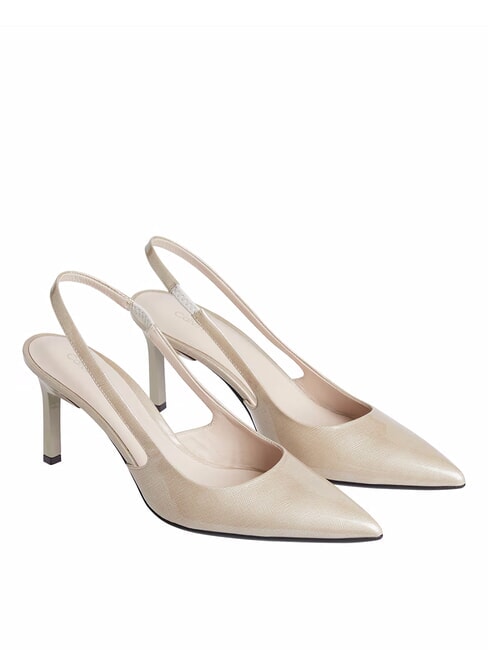 CALVIN KLEIN CK Slingback-Pumps aus Leder Steinbeige - Damenschuhe