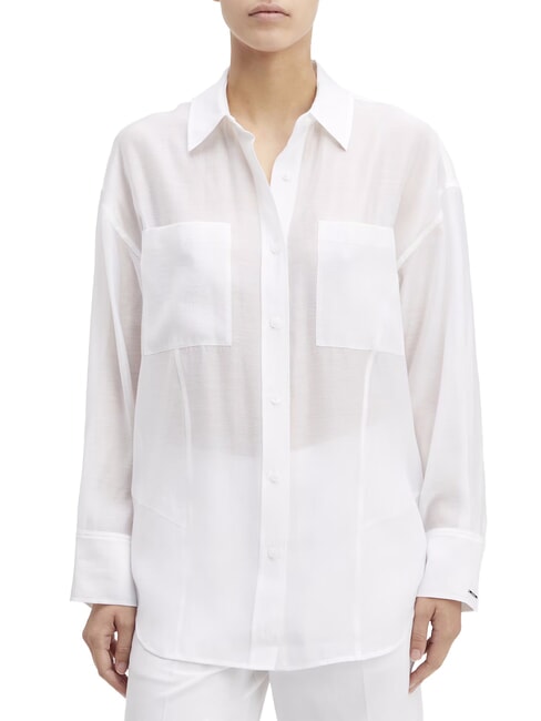 CALVIN KLEIN CK Transparentes Oversize-Cut-Out-Shirt strahlendes Weiß - Damenblusen