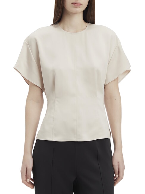 CALVIN KLEIN CK Kurzarm-Satinhemd grauer Morgen - Damenblusen