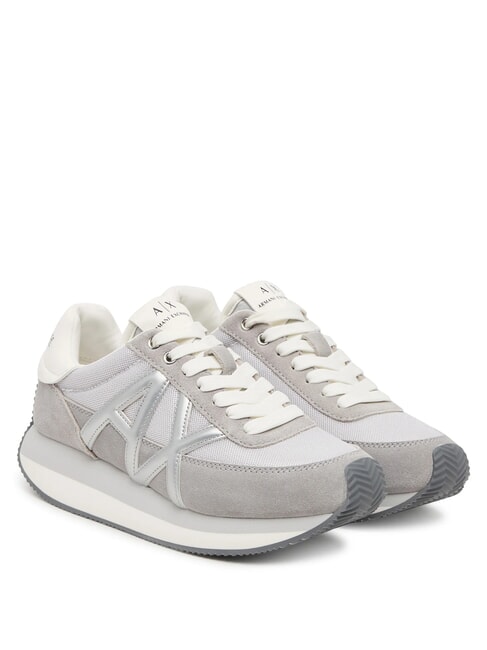 ARMANI EXCHANGE ROYALE SUEDE AIR MESH Turnschuhe grau+silber - Damenschuhe