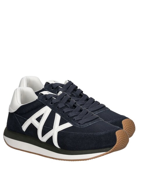 ARMANI EXCHANGE ROYALE SUEDE AIR MESH Ledersneakers mit AX-Logo Marineblau + Cremeweiß - Herrenschuhe