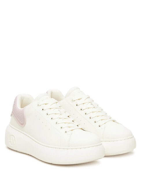 ARMANI EXCHANGE SUPER MINI-TUMBLED Turnschuhe cremeweiß + blassrosa - Damenschuhe