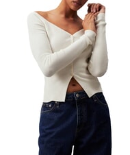 CALVIN KLEIN CK JEANS Gerippter Cardigan mit Knöpfen - Damenpullover