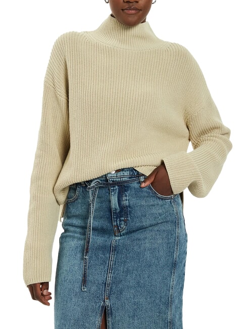 CALVIN KLEIN CK JEANS Rollkragenpullover aus Baumwolle mit entspannter Passform Pelikan - Damenpullover