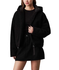 CALVIN KLEIN CK JEANS Fleecejacke mit durchgehendem Reißverschluss und Kapuze - Damenjacken