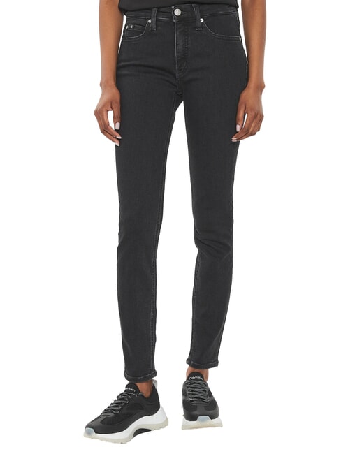 CALVIN KLEIN CK JEANS Skinny-Fit-Jeans mit mittlerer Leibhöhe schwarzer Denim - Damenjeans