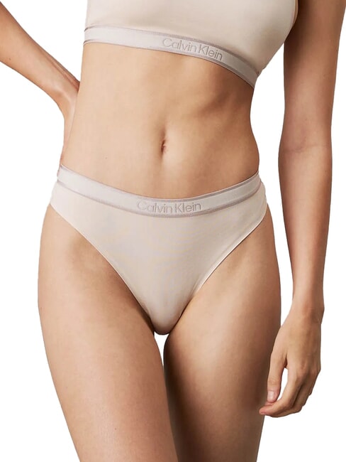 CALVIN KLEIN CK String mit Logo-Gummizug Sandshell mit neuem Steinlogo - Damenslip
