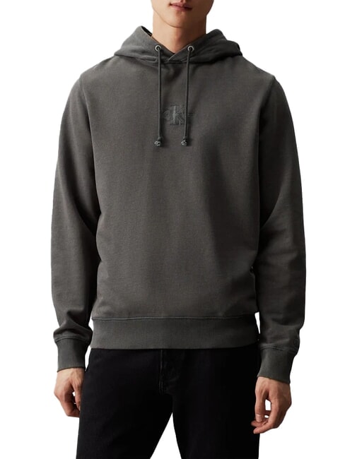 CALVIN KLEIN CK JEANS Hoodie mit gesticktem Logo gewaschenes Schwarz - Sweatshirts Herren