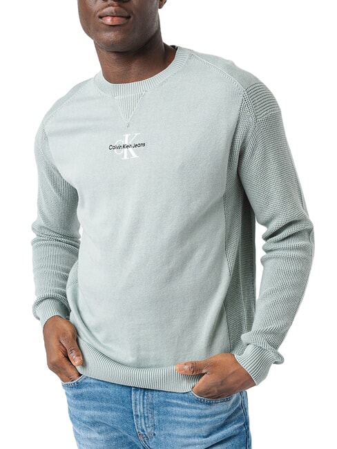 CALVIN KLEIN CK JEANS Baumwollpullover mit Logo schiefergrau - Herrenpullover