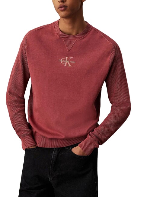 CALVIN KLEIN CK JEANS Baumwollpullover mit Logo Apfelbutter - Herrenpullover