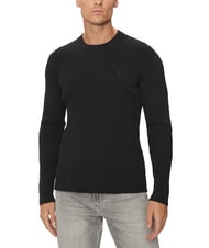 CALVIN KLEIN CK JEANS Slim Fit gerippter Pullover mit Rundhalsausschnitt ck schwarz - Herrenpullover - 1