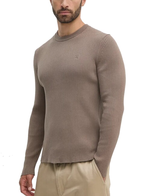 CALVIN KLEIN CK JEANS Slim Fit gerippter Pullover mit Rundhalsausschnitt Falke - Herrenpullover