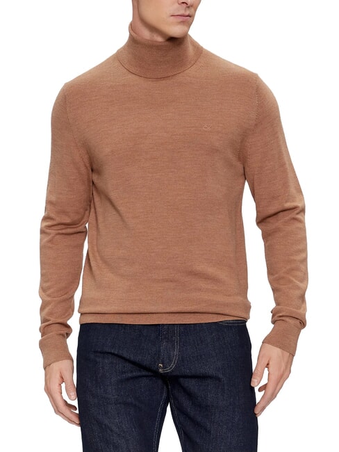 CALVIN KLEIN CK Slim-Fit-Rollkragenpullover aus Wolle Travertin-Heide - Herrenpullover