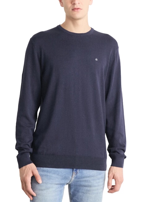 CALVIN KLEIN CK Pullover mit Rundhalsausschnitt und normaler Passform Nachthimmel - Herrenpullover