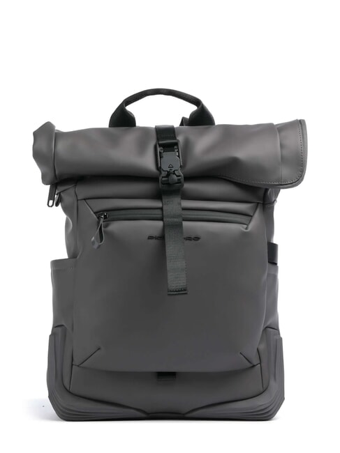 PIQUADRO CORNER SPECIALE GOMMATO Rolltop-Rucksack für 15,6-Zoll-Laptop GRAU - PC-Rucksäcke